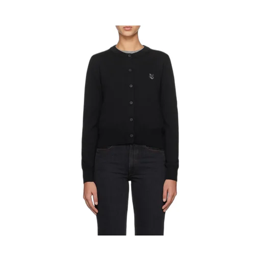 Maison Kitsuné Fox Head Embroidered Knitted Cardigan