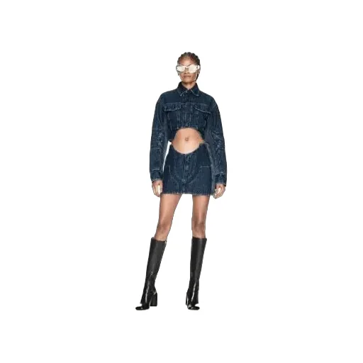 Off-White Cut-Out Cropped Denim Jacket
