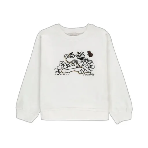 Monnalisa Pink Panther-Embroidered Crewneck Sweatshirt