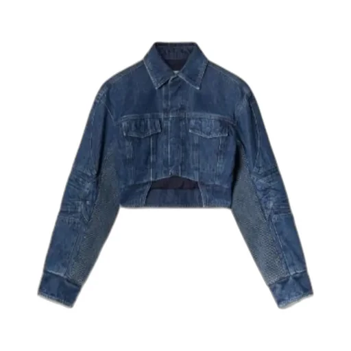 Off-White Cut-Out Cropped Denim Jacket