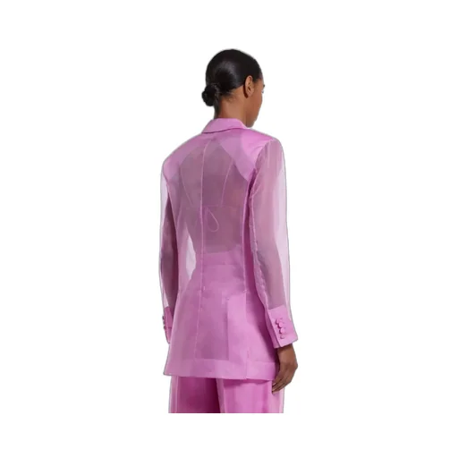 Max Mara Pianoforte Negra Double-Breasted Sheer Blazer