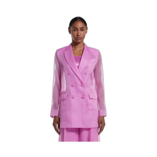 Max Mara Pianoforte Negra Double-Breasted Sheer Blazer