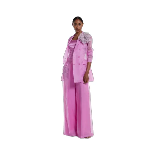 Max Mara Pianoforte Negra Double-Breasted Sheer Blazer