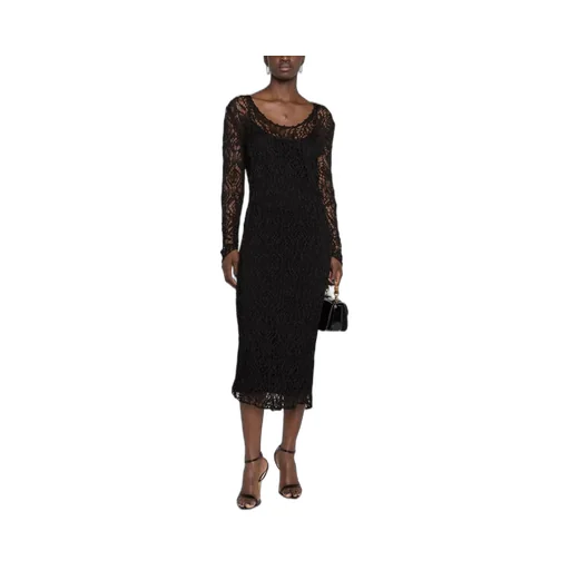 Tom Ford Lace Detailed Crewneck Pencil Dress