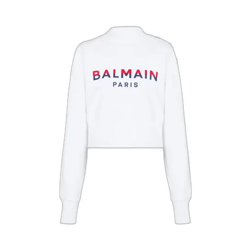 Balmain Cropped Flocked Sweatshirt