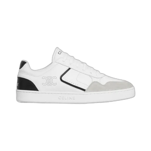 Ct-10 Celine Trainer Low Lace-Up Sneaker In Calfskin And Suede Calfskin