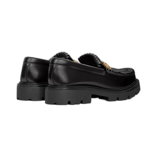 Margaret Chunky Loafer With Fringes And Triomphe Chain In Polished Bullskin