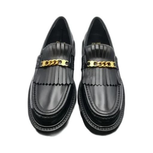 Margaret Chunky Loafer With Fringes And Triomphe Chain In Polished Bullskin