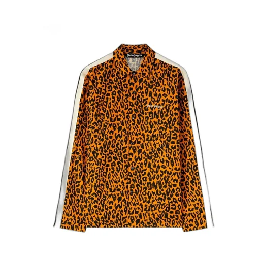 Palm Angels Cheetah-Printed Stripe Detailed Track Shirt