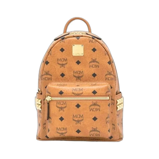 Visetos-Print Leather Backpack