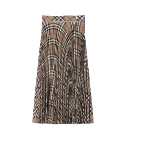 Burberry Checked Pleated Midi Skirt
