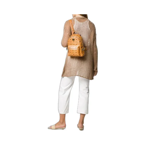 Visetos-Print Leather Backpack