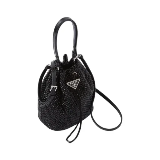 Prada Gold Tone Embellished Drawstring Bucket Bag