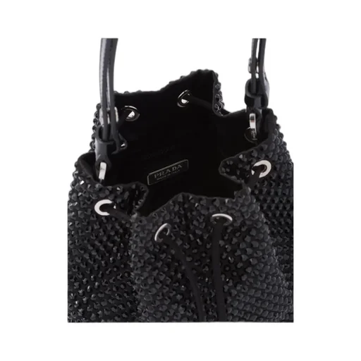 Prada Gold Tone Embellished Drawstring Bucket Bag