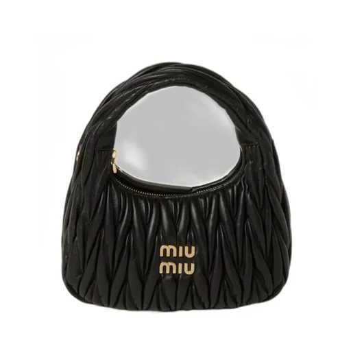 Miu Miu Wander Matelassé Logo Plaque Mini Hobo Bag