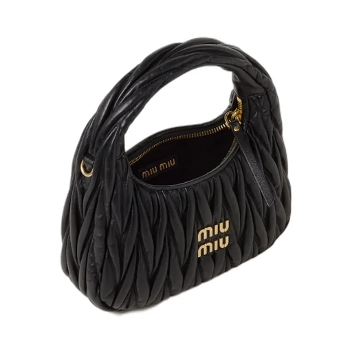 Miu Miu Wander Matelassé Logo Plaque Mini Hobo Bag
