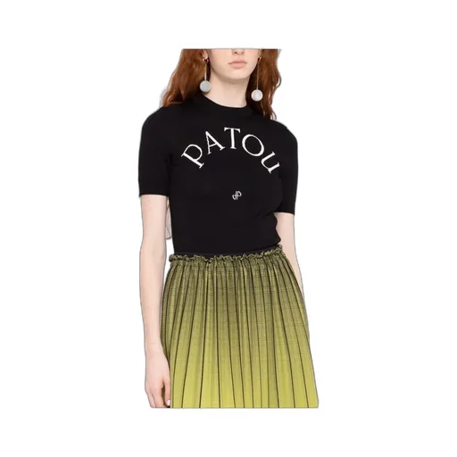 Patou Logo Intarsia Short-Sleeve Knit Top