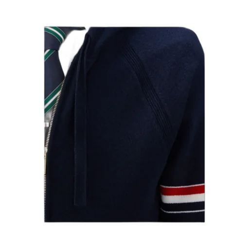 Thom Browne Rwb Stripe Zipped Knitted Hoodie