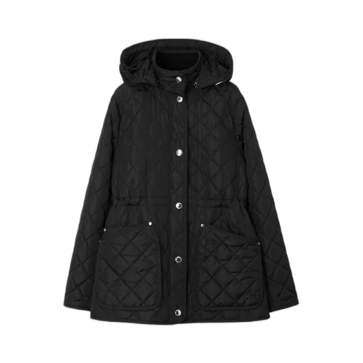 Burberry Diamond-Quilted Drawstring Waist Hooded Jacket