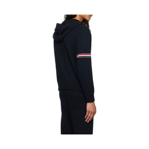 Thom Browne Rwb Stripe Zipped Knitted Hoodie