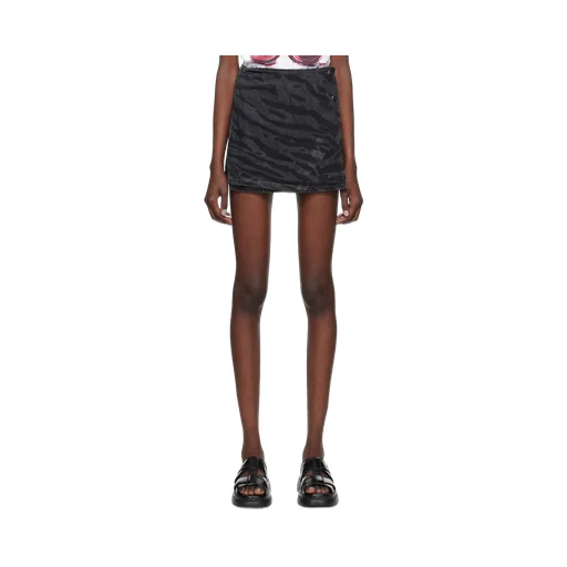 Ganni Zebra Printed Denim Mini Skirt