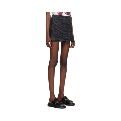 Ganni Zebra Printed Denim Mini Skirt