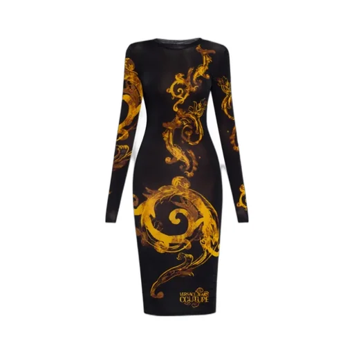 Versace Jeans Couture Watercolour Couture Long-Sleeved Midi Dress