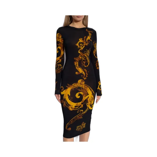Versace Jeans Couture Watercolour Couture Long-Sleeved Midi Dress