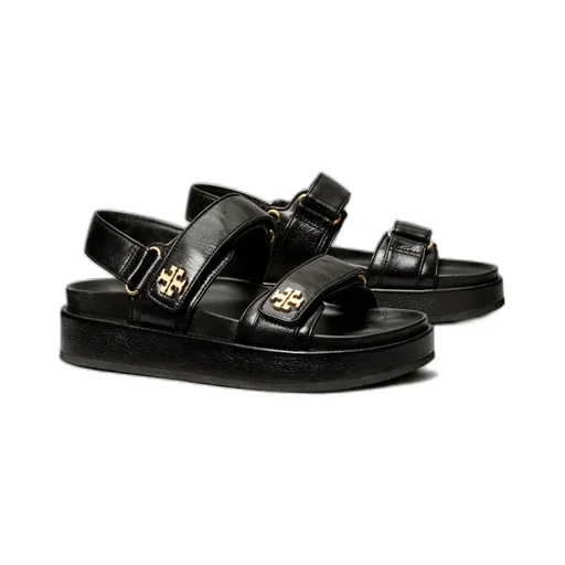 Tory Burch Motif Logo Plaque Double Strapped Sandals