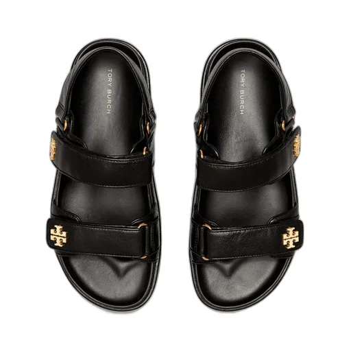 Tory Burch Motif Logo Plaque Double Strapped Sandals