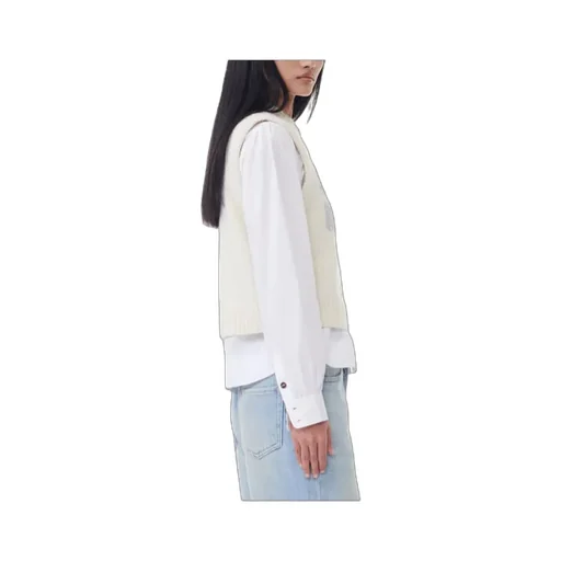 Ganni Glittery-Logo Crewneck Sleeveless Knitted Vest