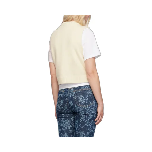 Ganni Glittery-Logo Crewneck Sleeveless Knitted Vest