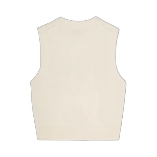 Ganni Glittery-Logo Crewneck Sleeveless Knitted Vest