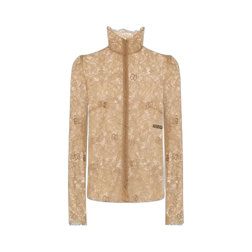 Dolce & Gabbana Sheer Lace Straight Hem Blouse