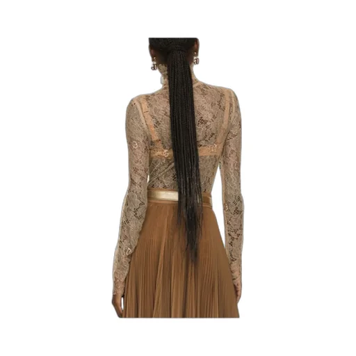 Dolce & Gabbana Sheer Lace Straight Hem Blouse