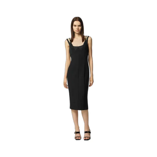 Versace Jeans Couture Square-Neck Sleeveless Cady Midi Dress