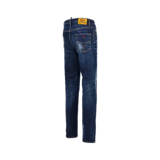 Dsquared2 Logo Patch Distressed Straight-Leg Jeans
