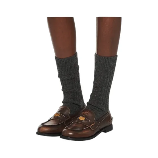 Miu Miu Logo Detailed Slip-On Penny Loafers