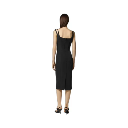 Versace Jeans Couture Square-Neck Sleeveless Cady Midi Dress