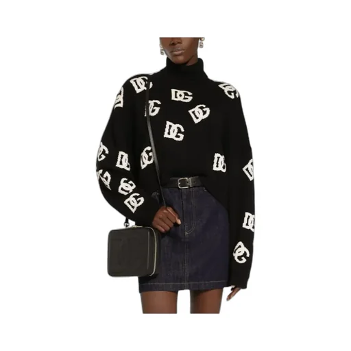 Dolce & Gabbana Dg Logo Intarsia High Neck Sweater