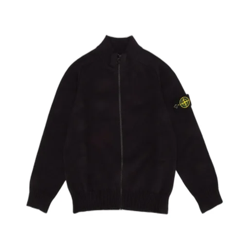Stone Island Junior Compass-Motif Zipped Cardigan