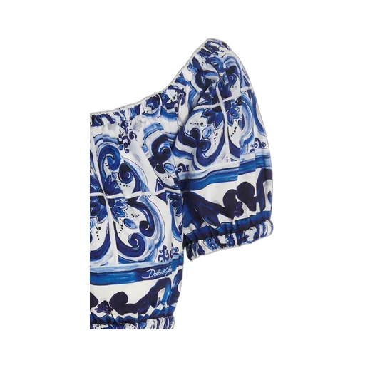 Dolce & Gabbana Mediterraneo Printed Off-Shoulder Top