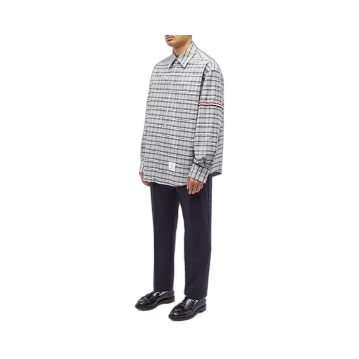 Thom Browne Prince Of Wales Check Twill Armband Oversized Shirt