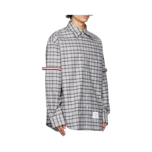 Thom Browne Prince Of Wales Check Twill Armband Oversized Shirt