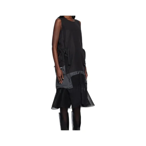 Black Paneled Midi Dress