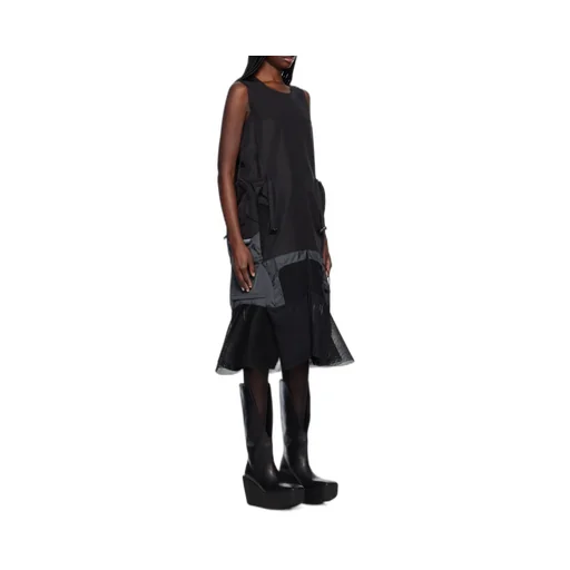 Black Paneled Midi Dress