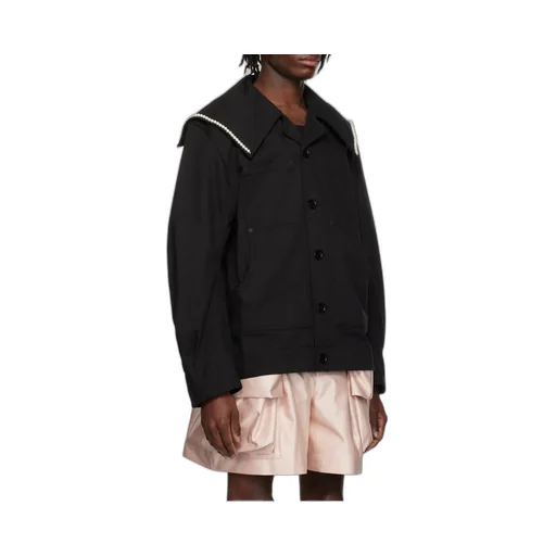 Beaded Sailor Collar Workwear Jacket