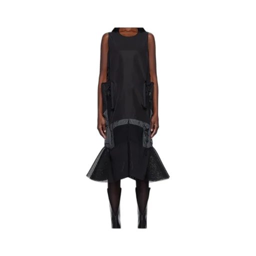 Black Paneled Midi Dress