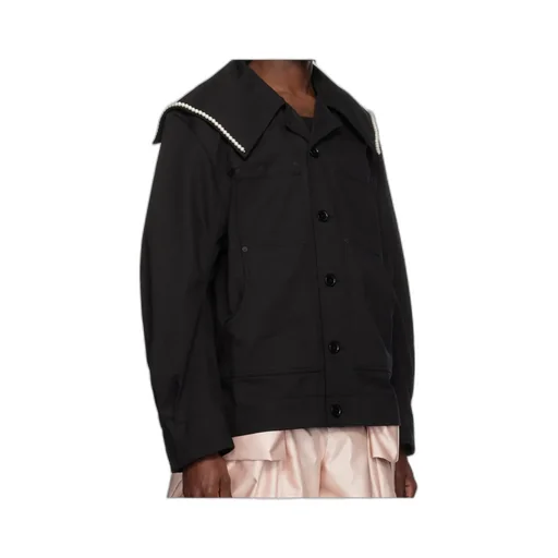 Beaded Sailor Collar Workwear Jacket