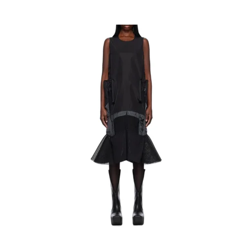 Black Paneled Midi Dress